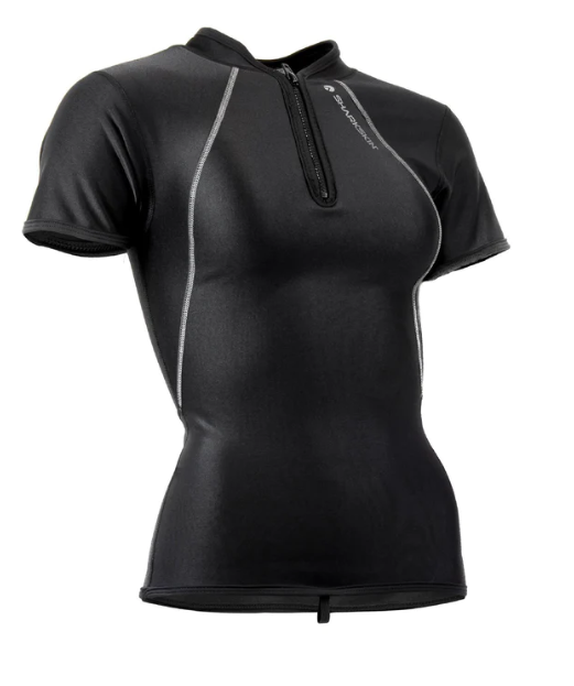 Chillproof Short Sleeve Chest Zip Black / Blue (Female) US4